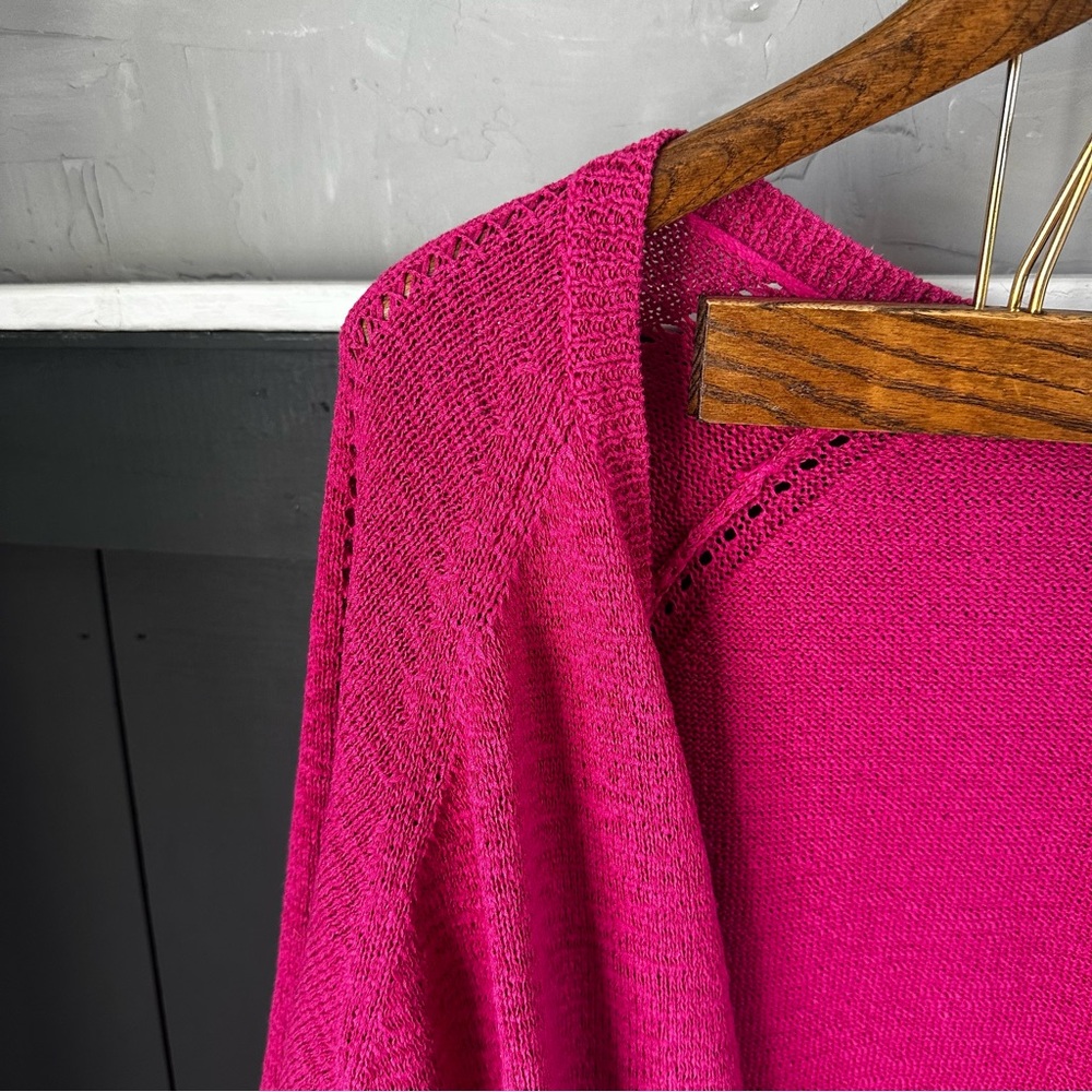 Coldwater Creek‎ Womens 2X 20-22 Deep Pink Open Front Knit Cardigan Sweater - Picture 2 of 11